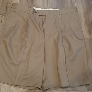 Tan Flat front golf shorts
